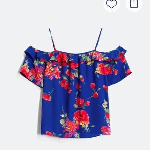 Skies Are Blue Royal Blue Cold-Shoulder Floral Camisole
